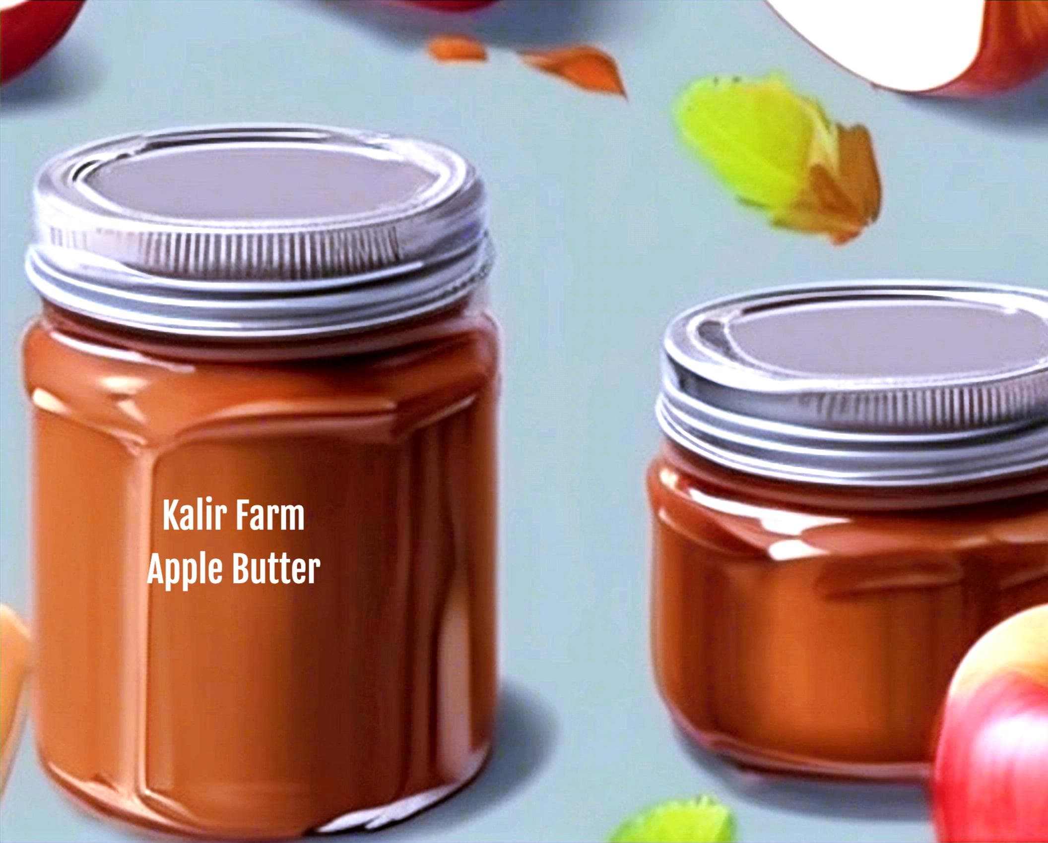 Two jars of Kalir Farm Apple Butter
